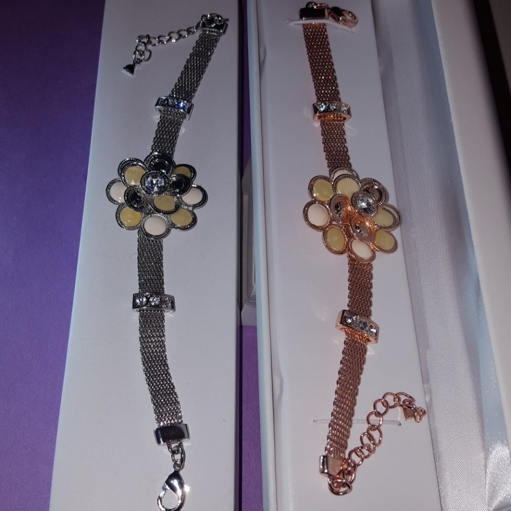 Crystal Flower Cultured Pearl Quartz Mesh Bracelet